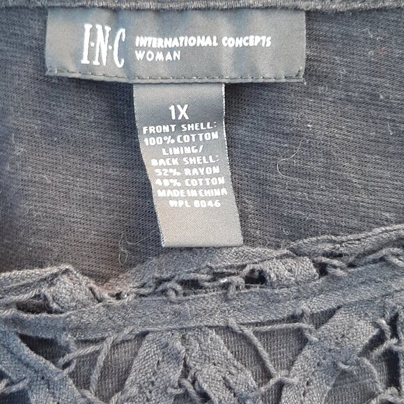 I.N.C Black Crocheted Black Top Size 1X - Picture 7 of 7
